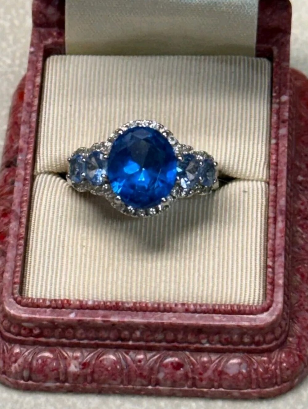 Sterling Silver Blue Spinel,Blue & White Topaz Ring SZ 10